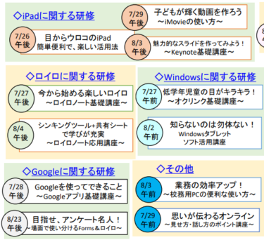 「情報教育」夏季研修の受付を開始しました！